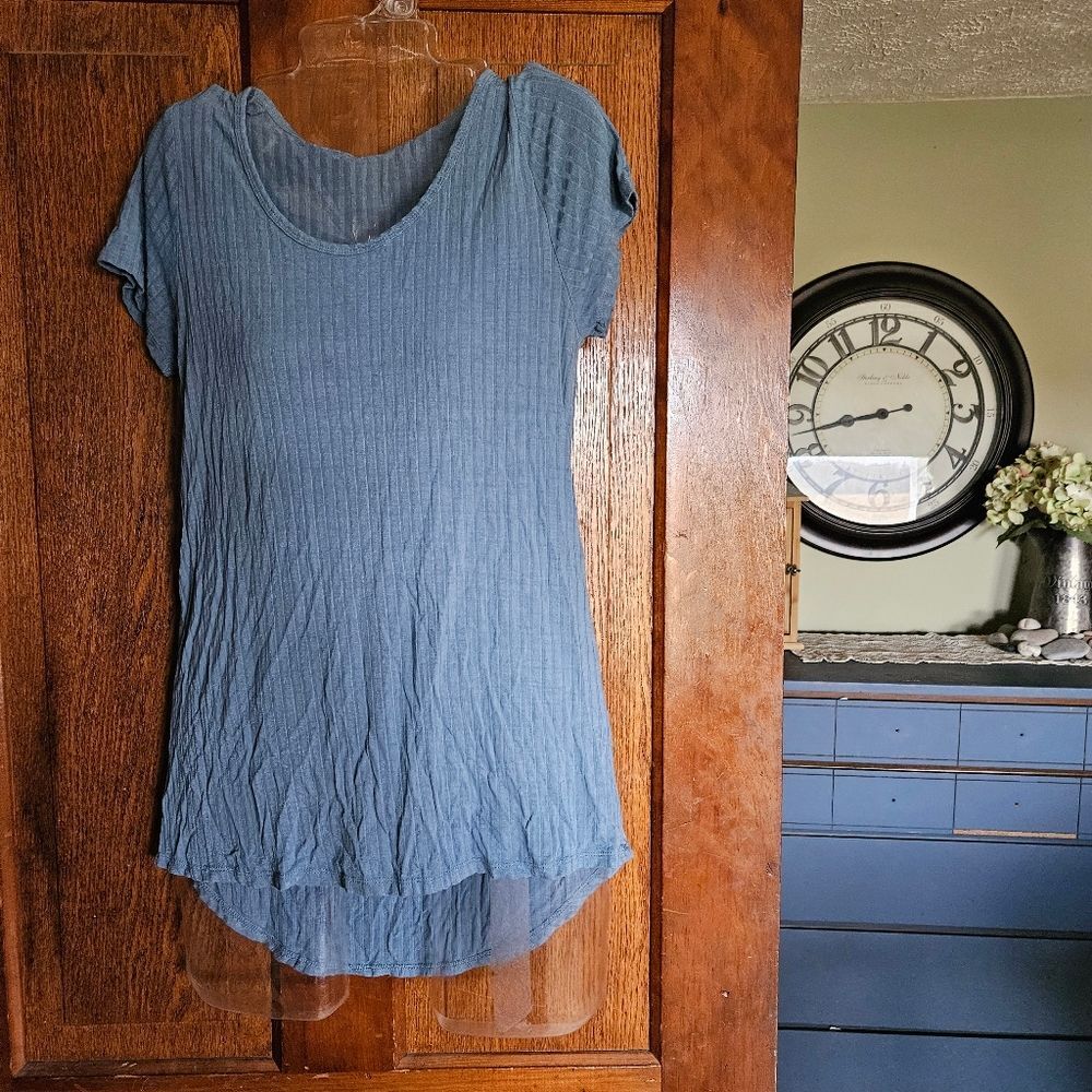 LulaRoe Blue Gray Short‎ Sleeve Casual Tunic T-Shirt Women's Size XXS
